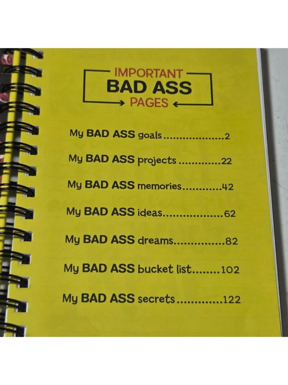 Bad Ass Journal Your Amazing Life Yellow Spiral Hardcover Notebook Diary 8.5 X 6